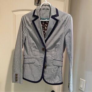 Boden Navy and White Striped Blazer